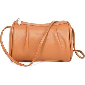 Women Brown Leather Crossbody Bag Small Hobo Bag with Wrinkled Texture
